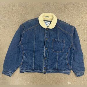 Vintage Joe Camel Cigarettes Denim Sherpa Lined Jean Jacket Trucker Grunge
